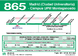 La línea 865 conecta los dos campus de la Universidad Politécnica de Madrid