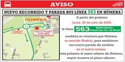 La línea de autobuses 563 cuenta con una nueva parada en Húmera