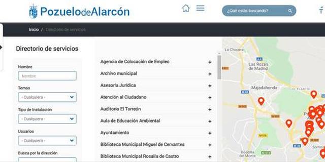 La web municipal renueva el directorio de servicios del Ayuntamiento de Pozuelo