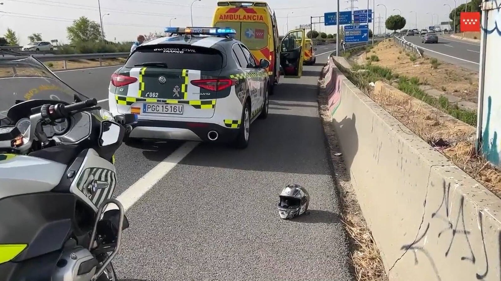 Fallece un hombre de 26 años tras caer a gran velocidad de una motocicleta en la M-40 a la altura de Pozuelo