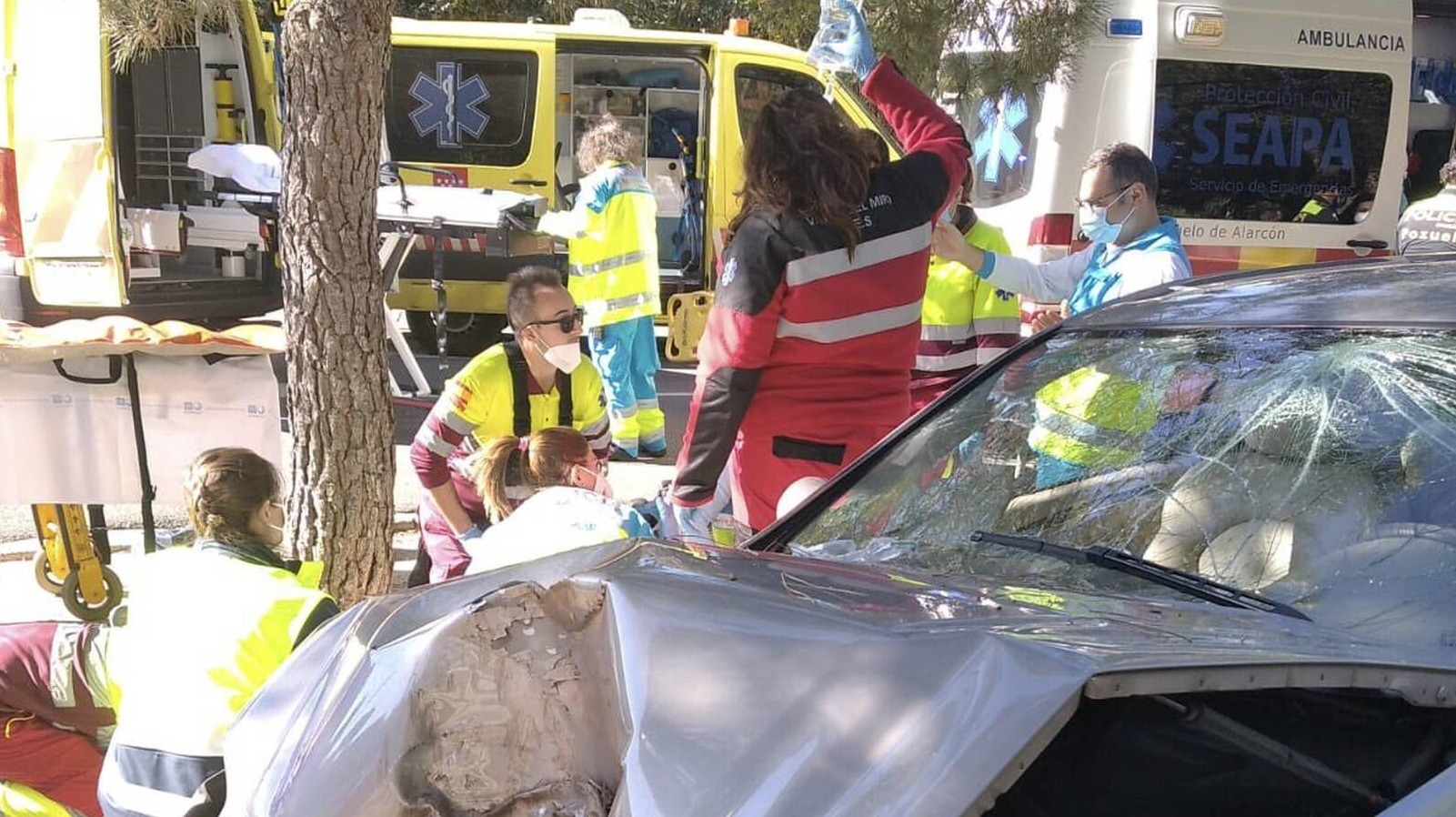 Una mujer de 82 años y un joven de 27 graves tras chochar con su coche contra un árbol en Pozuelo de Alarcón