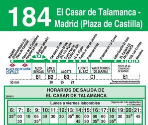 horario vuelta 184 madrid alcobendas valdetorres de jarama autobuses interurbanos