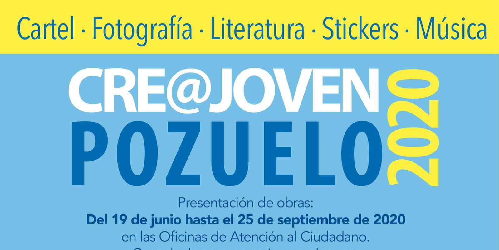 Convocada la nueva edición del Certamen Cre@ Joven Pozuelo 2020 para fomentar el talento artístico, cultural y creativon