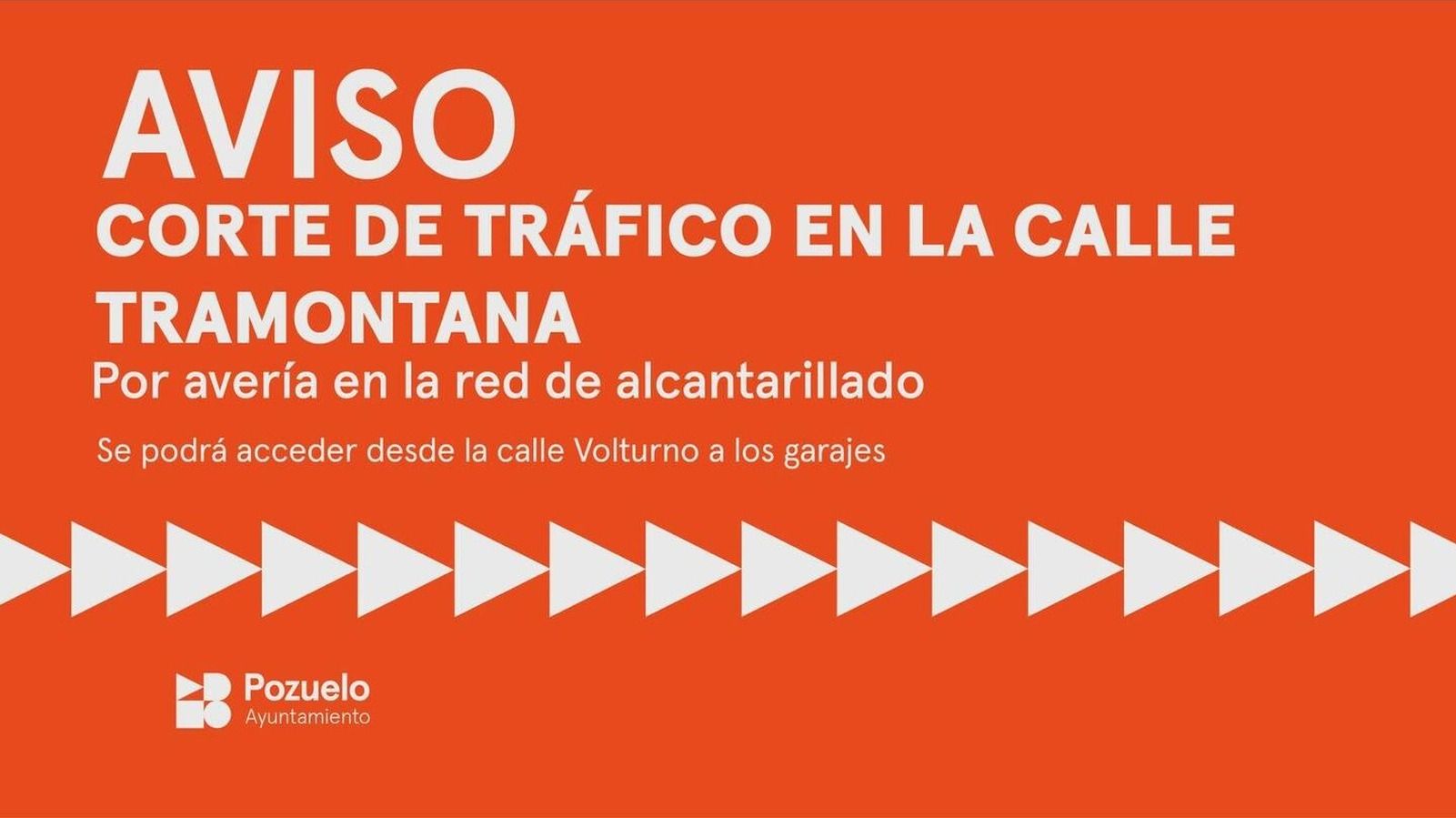 Cerrado al tráfico un tramo de la calle Tramontana por una avería en el alcantarillado 