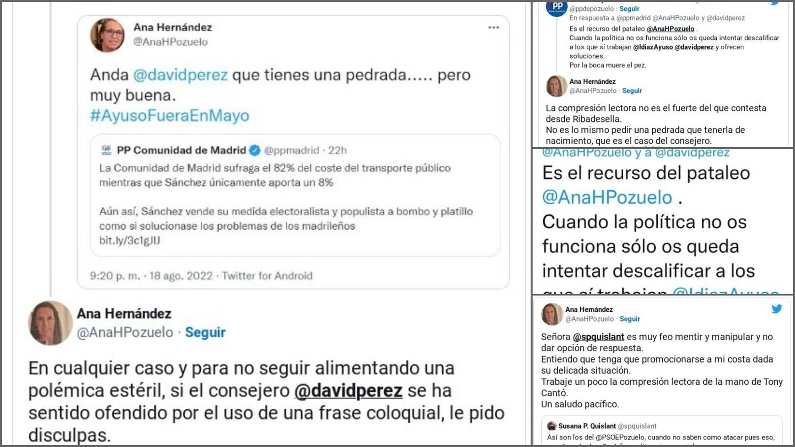 Una expresión desafortunada de una concejala socialista de Pozuelo contra el Consejero de Transportes desata el enfado del PP