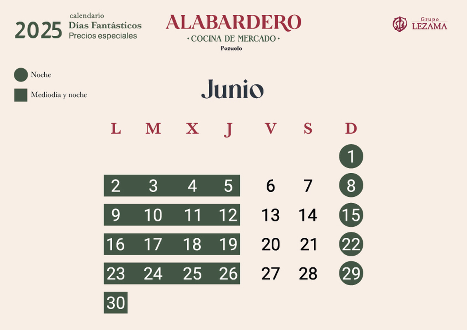 calendario junio 2025 dias fantasticos pozuelo a4