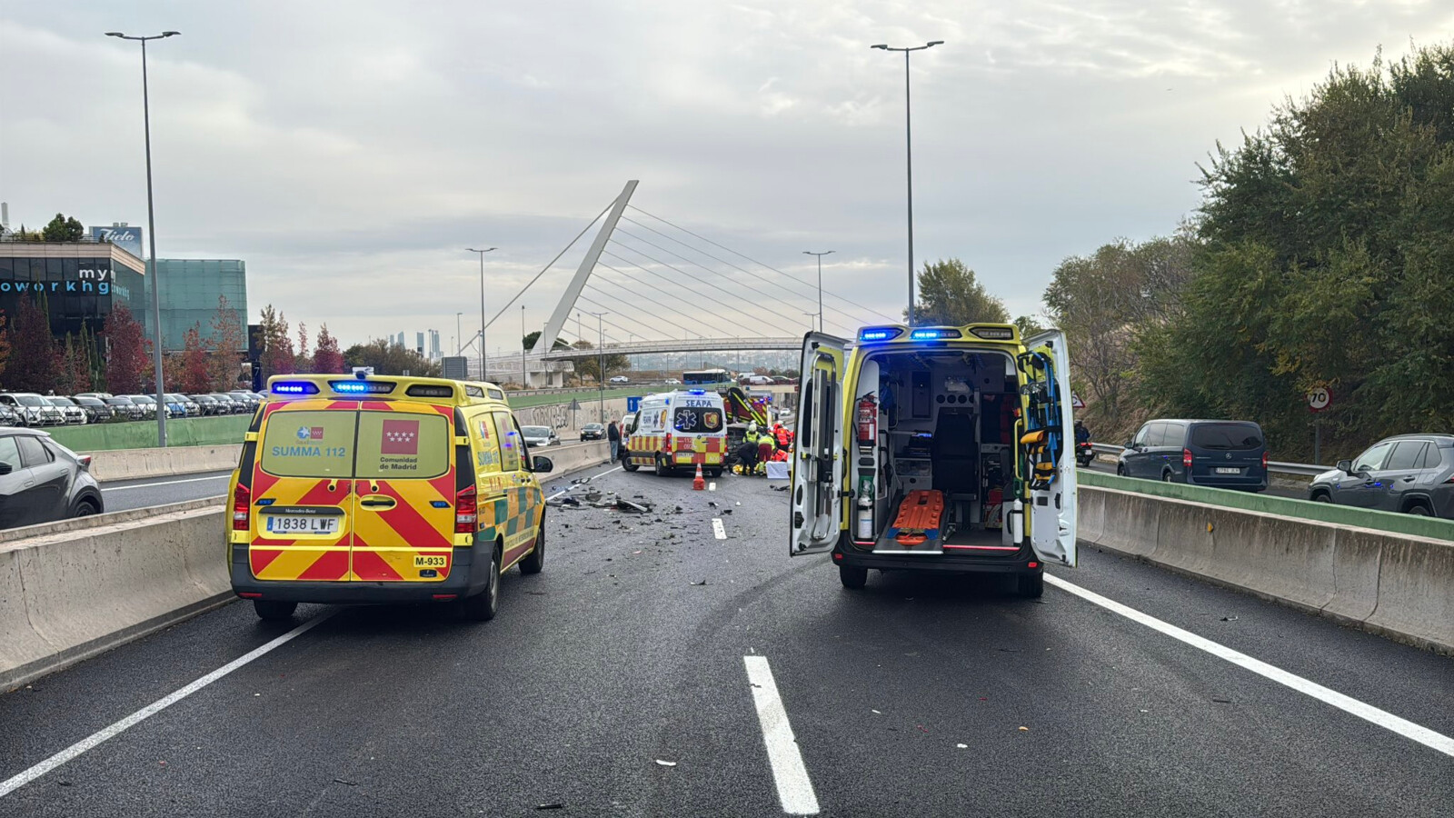 Tres heridos graves tras un accidente con seis vehículos en la M-503 en Pozuelo